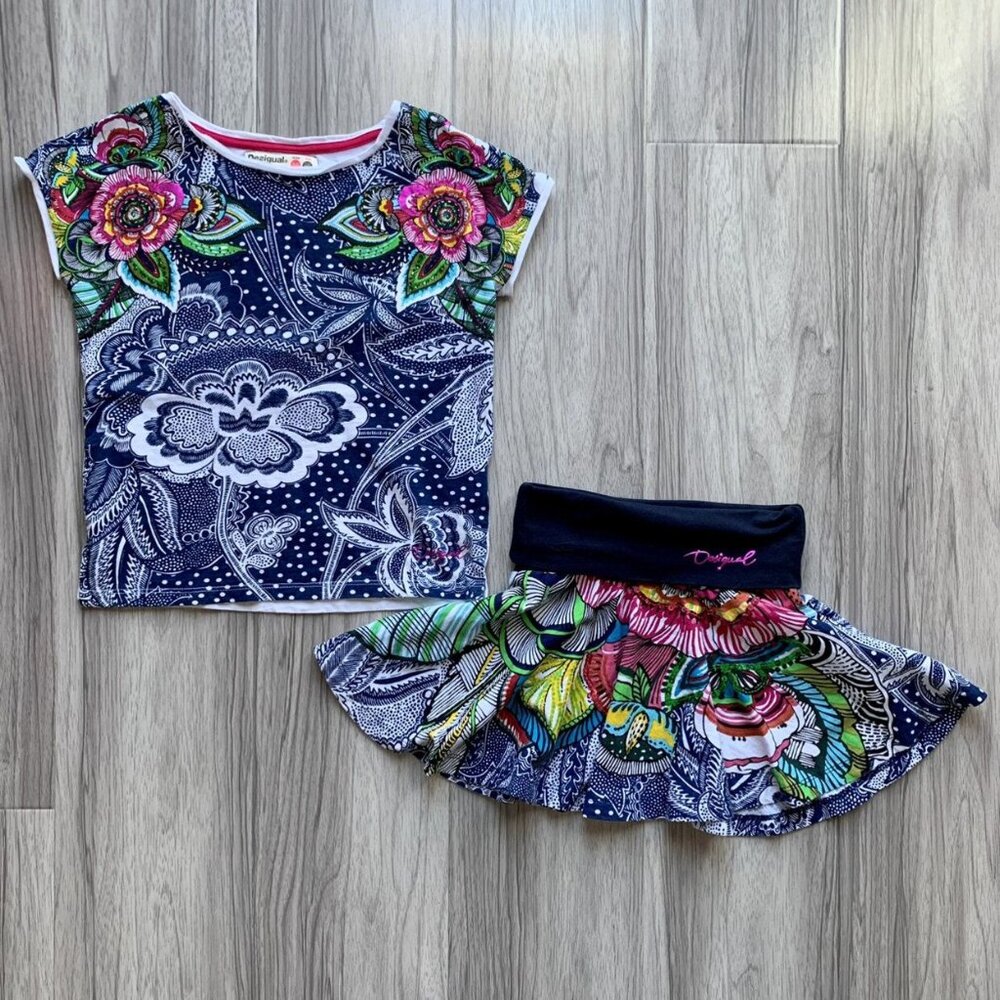 Desigual Skirt Set - Color Pop Floral w Embellishments